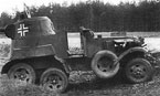 Трофейный бронеавтомобиль БА-10М одной из частей Вермахта. На башне нанесён крест большого размера. Осень 1941 года.