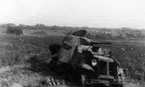 Уничтоженный и полностью сгоревший БА-10. Украина, июнь 1941 г.