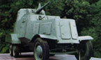 Частично сохранившийся бронеавтомобиль БА-10 (ходовая часть имитация) находится в составе мемориального комплекса Юго-западного фронта под г.Лохвица Полтавской области, Украина (фото Е.Деренского).