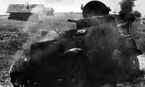 Горящий бронеавтомобиль БА-10М. Украина, июнь 1941 г.