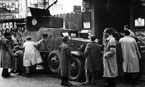 Республиканский БА-6, захваченный франкистами, на улице одного из городов. Испания, весна 1937 года.