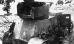 Бронеавтомобиль БА-6 республиканской армии, подбитый в сражении у р.Эбро. Испания, 1937 год.