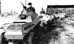 Узкоколейные БА-64 выходят после ремонта. На колёсах покрышки от «эмки», оборваны хлипкие передние крылья. Февраль 1943 года, район г.Сталинграда.