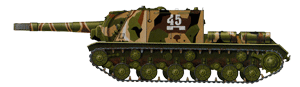 Тяжелая самоходная установка ИСУ-152 374-го гвардейского тяжелого самоходно-артиллерийского полка 4-й танковой армии в трехцветном камуфляже. Район Львова, июль 1944 года.