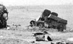 Уничтоженная советская техника и убитые советские бойцы на направлении удара 11 танковой дивизии Вермахта. Вязьма. 9 октября 1941 года.