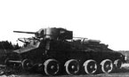 Испытания танка ПТ-1 при движении на колёсном ходу на НИБТПолигоне. 1932 год.