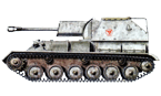 Лёгкая 76,2-мм самоходно-артиллерийская установка СУ-76М. Машина имеет регистрационный номер «312439». На борту рубки краской нанесена эмблема 8-й самоходно-артиллерийской бригады – «птица в круге», под которой нарисовано четыре красных треугольника. Так как над изображением птицы есть две горизонтальные красные метки, то САУ принадлежит 4-й батарее 2-го дивизиона. Белорусский фронт, февраль 1944 года (рис.С.Игнатьев).