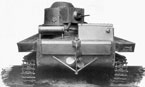 Легкий танк Т-33, вид сзади. Хорошо виден гребной винт и руль. 1932 год.
