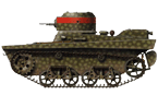 Танк Т-37А в мелкопятнистом камуфляже. Большие Киевские маневры, сентябрь 1935 года. Красная полоса на башне служила для отличия «своих» машин от танков условного противника (рис. С.Игнатьев).