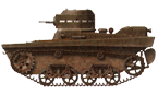 Легкий плавающий танк Т-37А, входивший в состав 62-го разведывательного батальона 52-й стрелковой дивизии РККА. Белая пунктирная полоса обозначает принадлежность ко 2-й роте, хотя эта система тактических обозначений была отменена еще в 1938 году. Северный фронт, 14А, июль-август 1941 года (рис. С.Игнатьев).