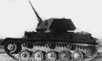 Испытания танка Т-70 с двухместной башней в окрестностях Горького. Пушке придан максимальный угол возвышения. Сентябрь 1942 года.