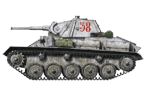 Лёгкий танк Т-70М неизвестной танковой части. Машина имеет зимний камуфляж и бортовой номер 38 красного цвета. Ленинградский фронт, зима 1944 года. (рис. С.Игнатьев).