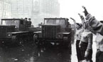 Колонна артиллерии, движущаяся по ул. Горького на Красную площадь. Москва, 7 ноября 1947 года.