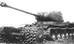 Испытания трала ПТ-3 на танке ИС-2. Лето 1944 года.