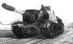 ИСУ-152 5-й танковой армии на марше. Восточная Пруссия. Февраль 1945 г.