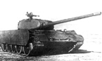 Опытный танк Т-44-100 с бортовыми экранами. Вид спереди - на правый борт. Лето 1945 года.