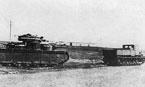 Тяжёлый арттягач "Ворошиловец" на испытаниях буксирует тяжёлый танк Т-35. Лето 1939 г.